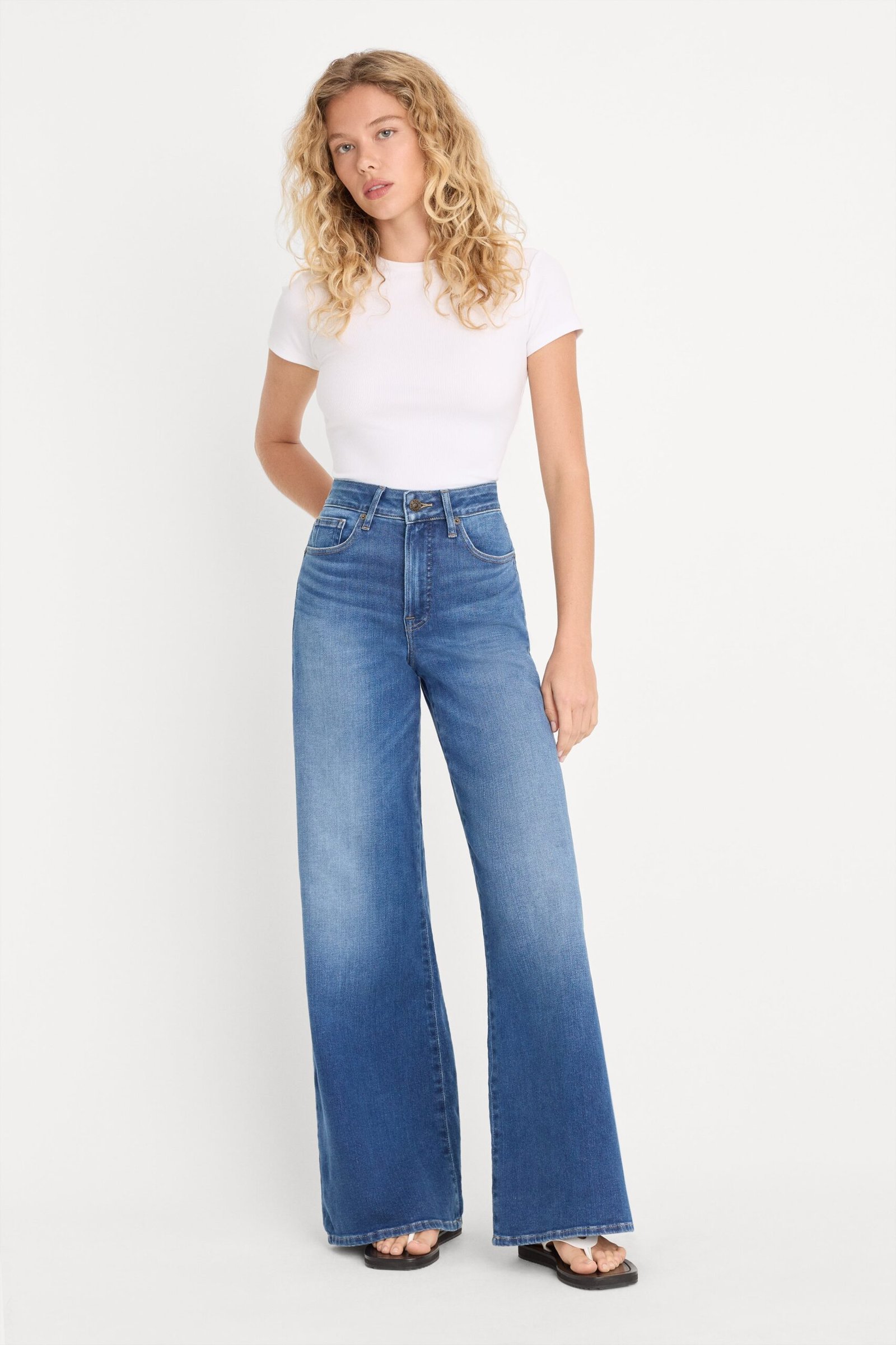 SOFT TECH GOOD WAIST PALAZZO JEANS | INDIGO1233