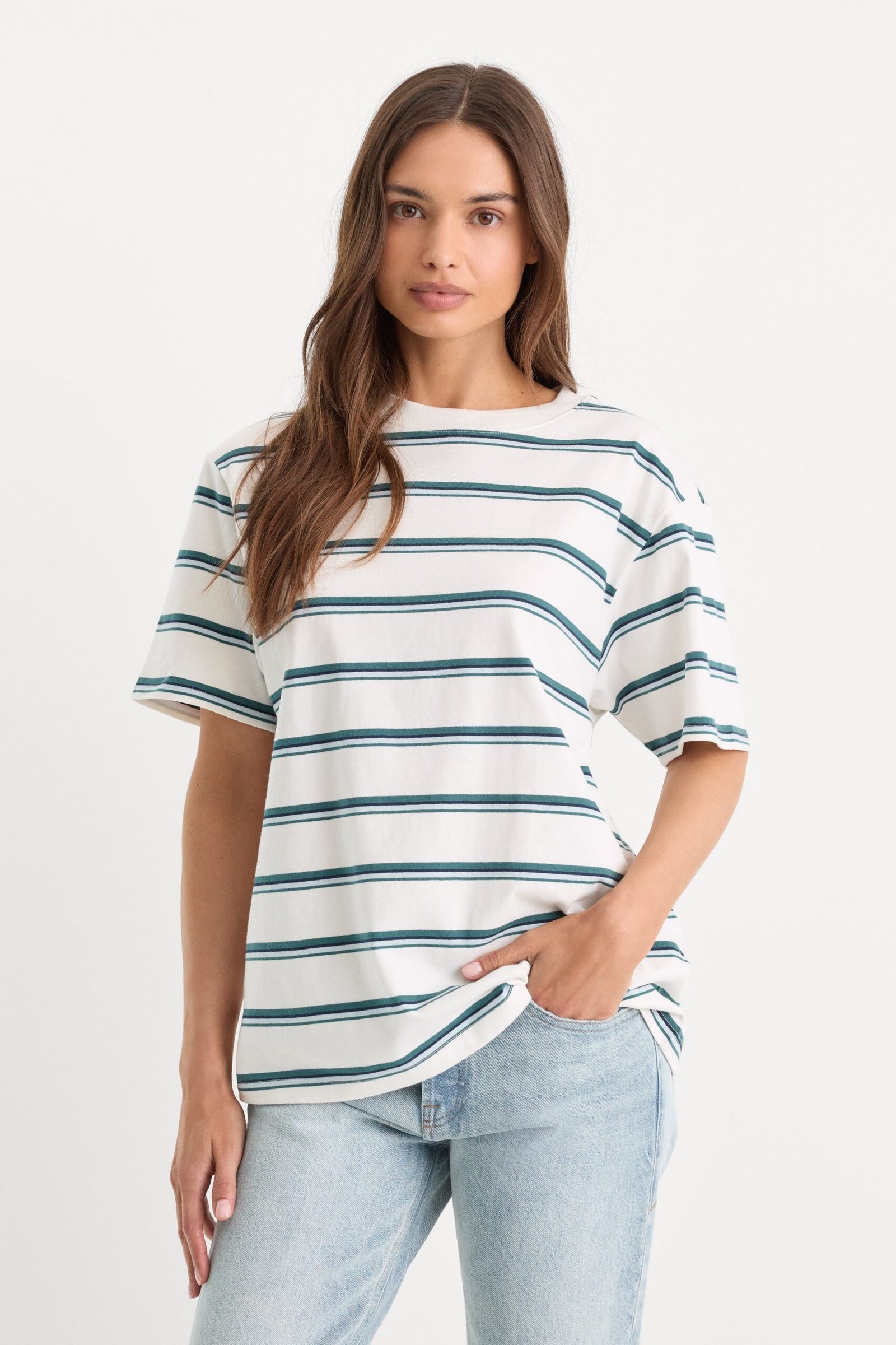THE OVERSIZED TEE | HARBOR STRIPE CLOUD WHITE