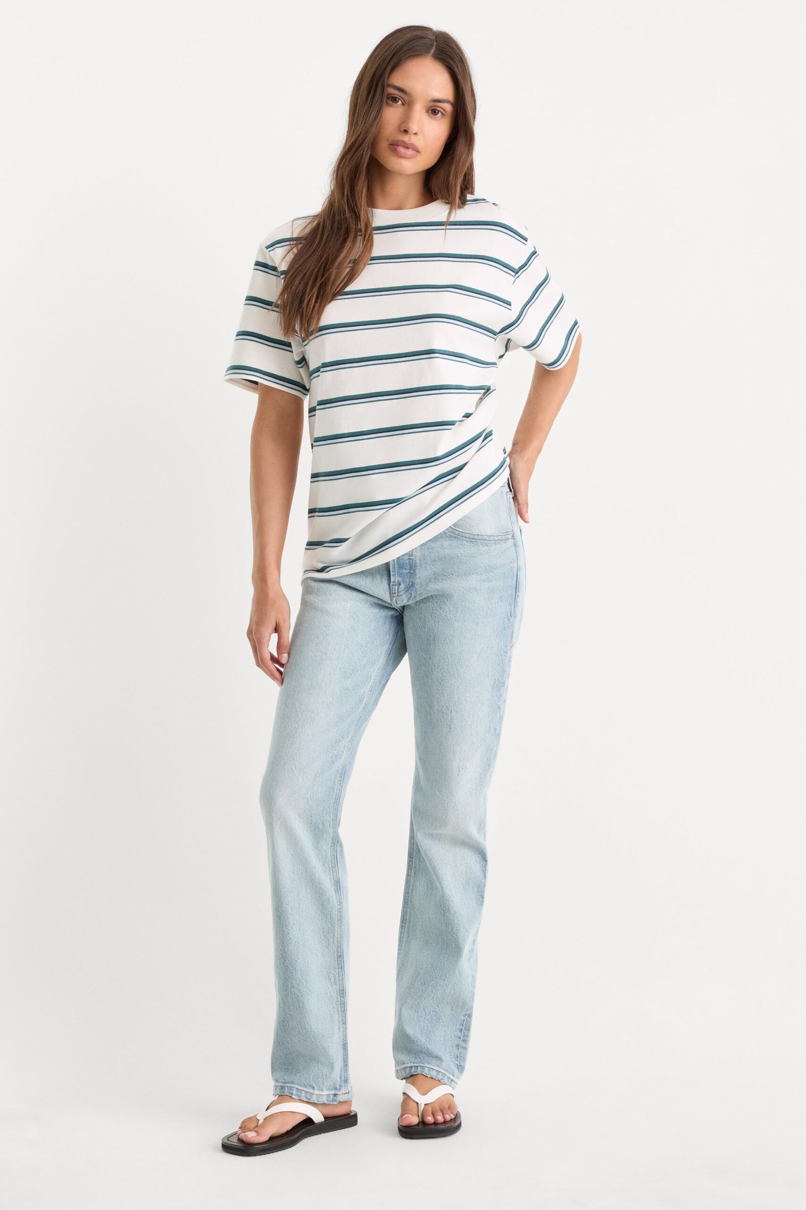 THE OVERSIZED TEE | HARBOR STRIPE CLOUD WHITE - Image 3