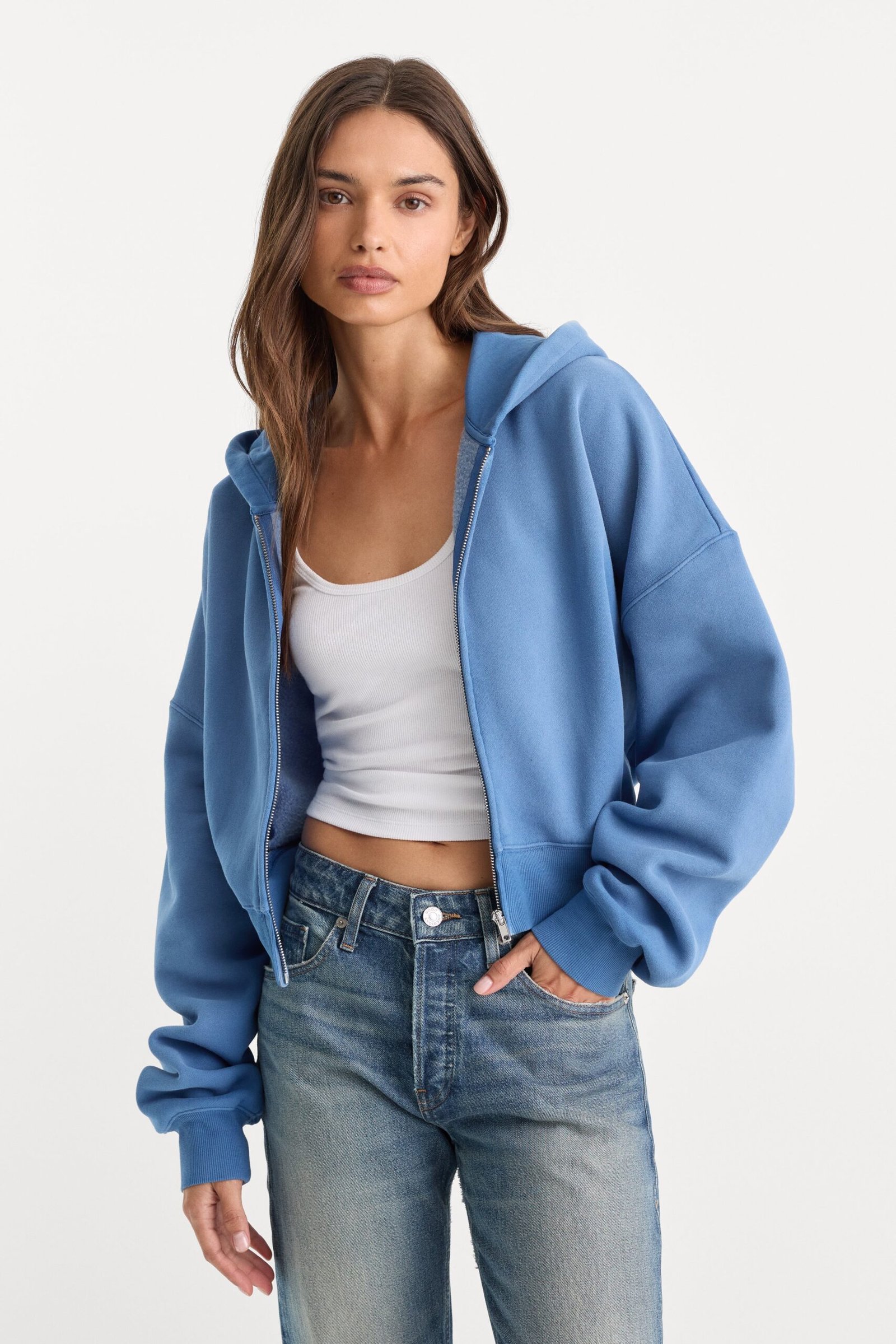 Alternative view of THE ZIP UP SWEATSHIRT | BLUE DRIFT