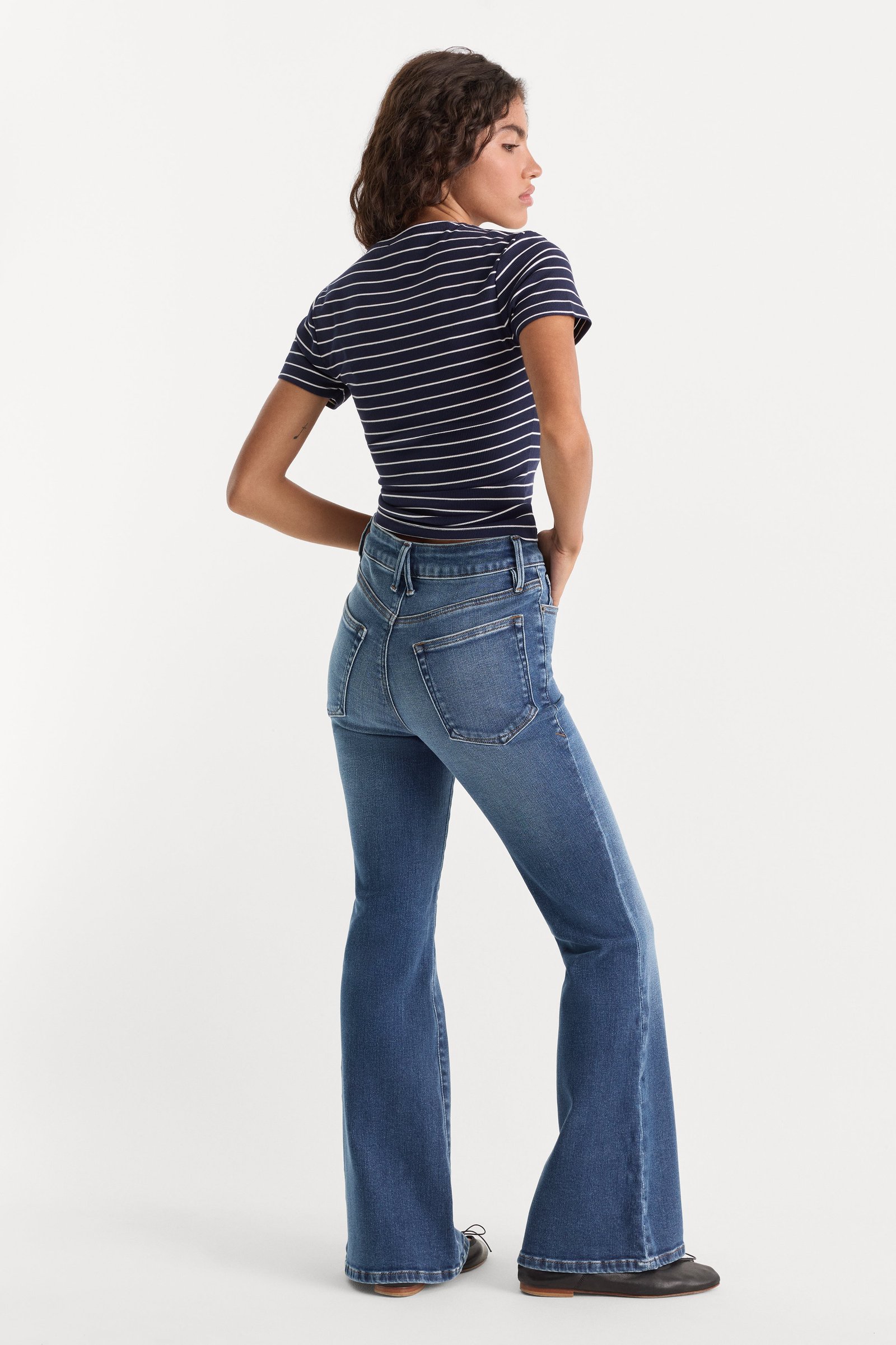 SOFT TECH GOOD PETITE FLARE JEANS | INDIGO1233 - Image 5