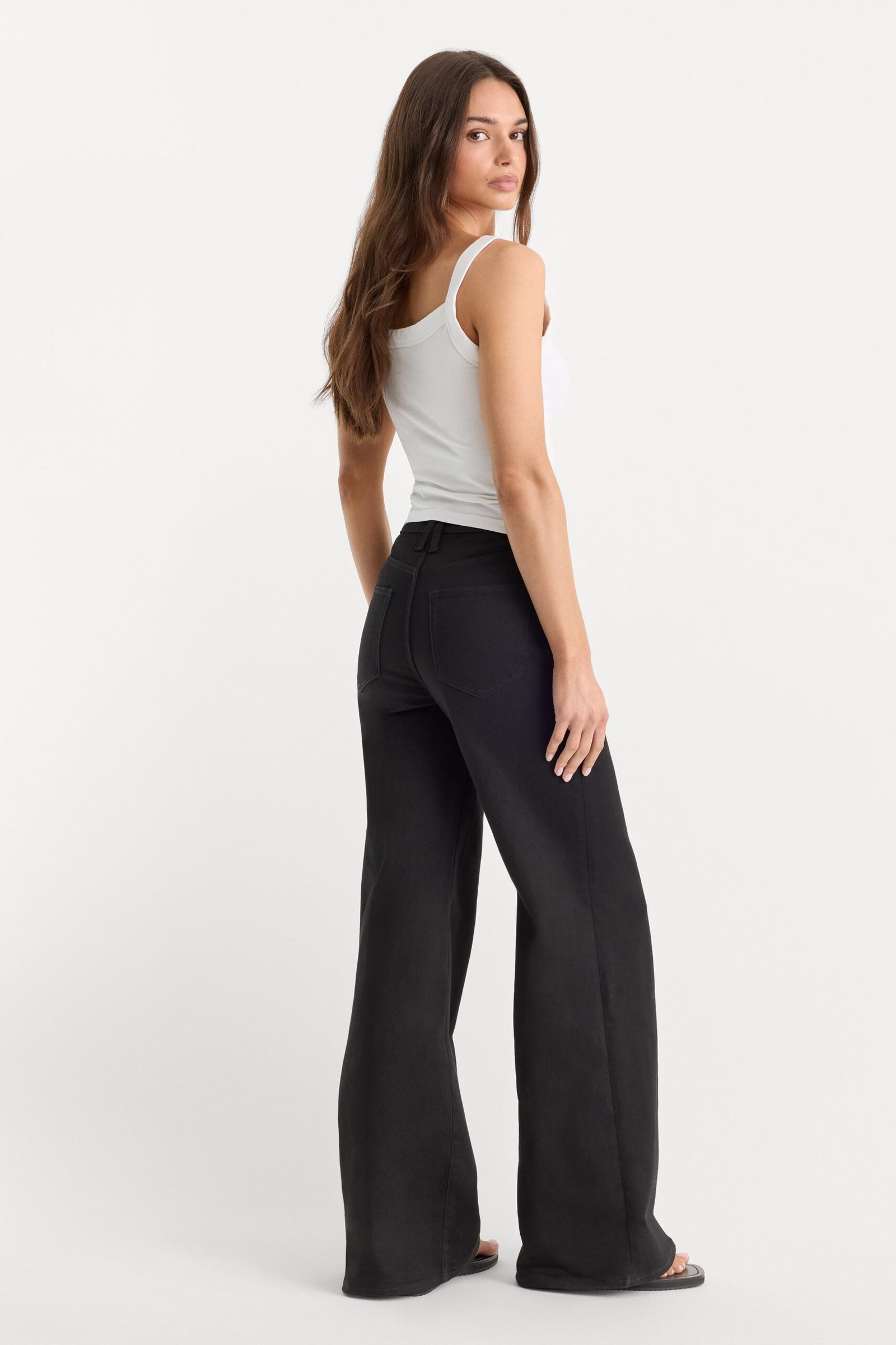 NEVER FADE GOOD WAIST PALAZZO JEANS | BLACK - Image 3