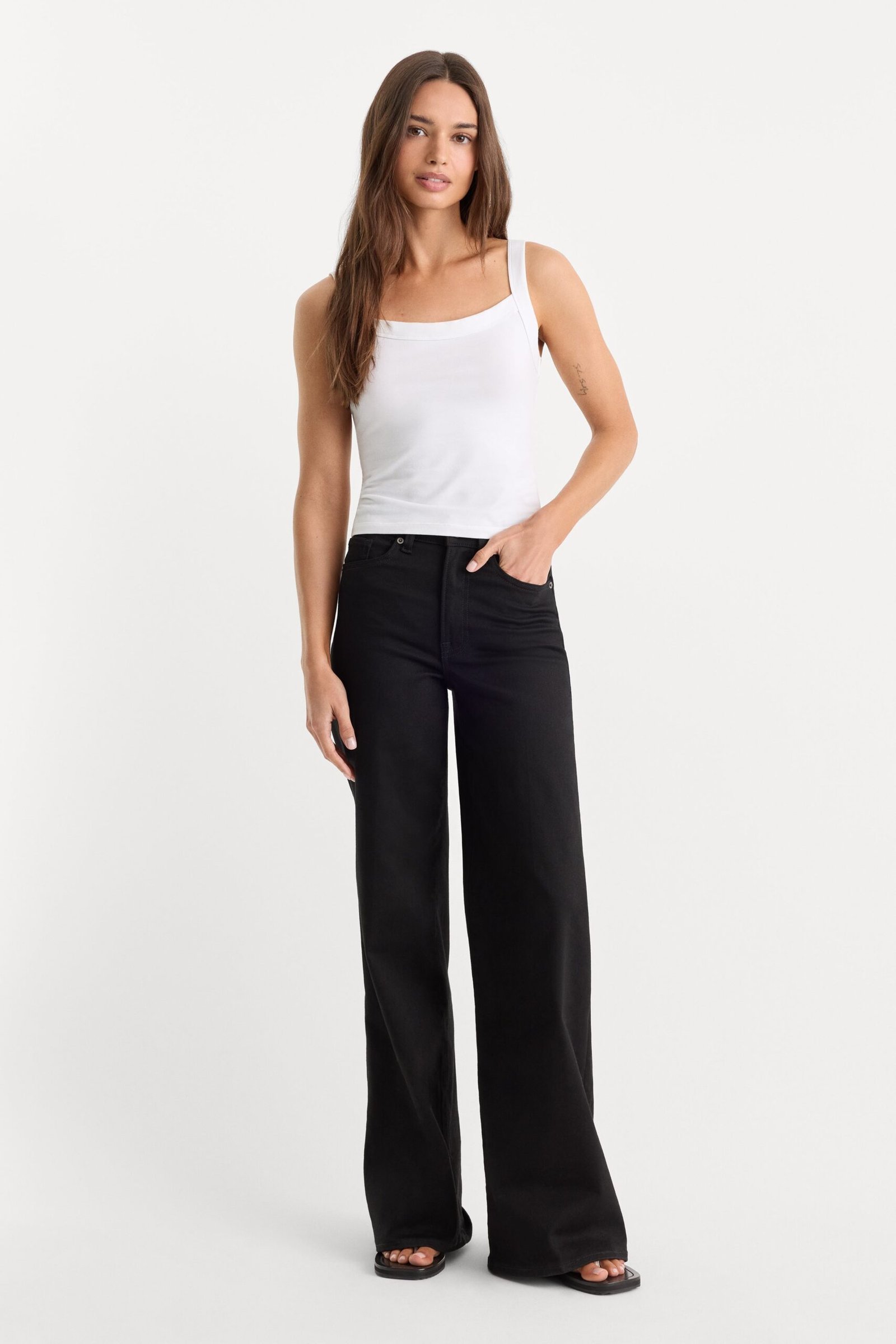 NEVER FADE GOOD WAIST PALAZZO JEANS | BLACK - Image 5