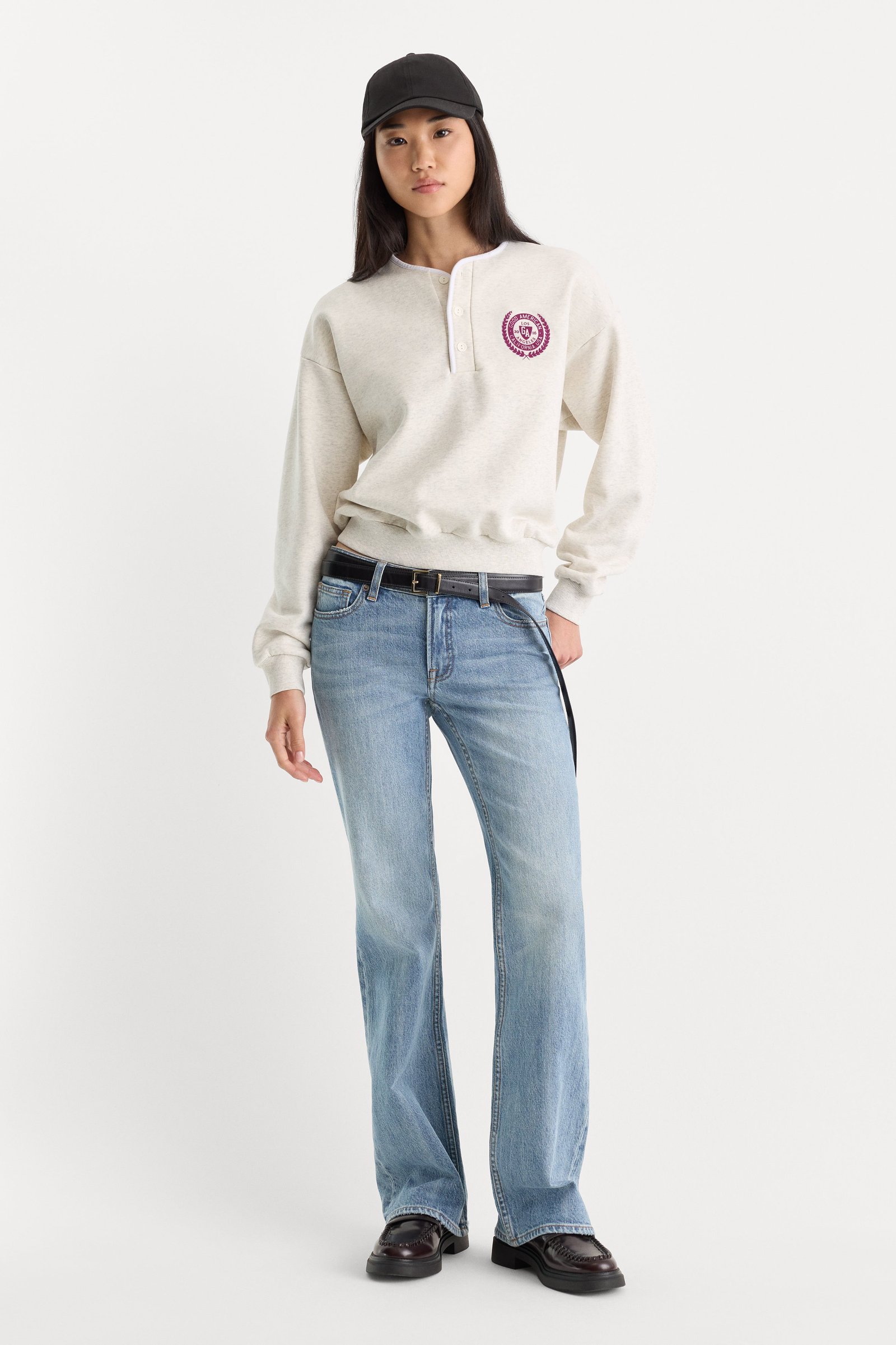 THE BRUSHED FLEECE HENLEY | OATMEAL - Image 4