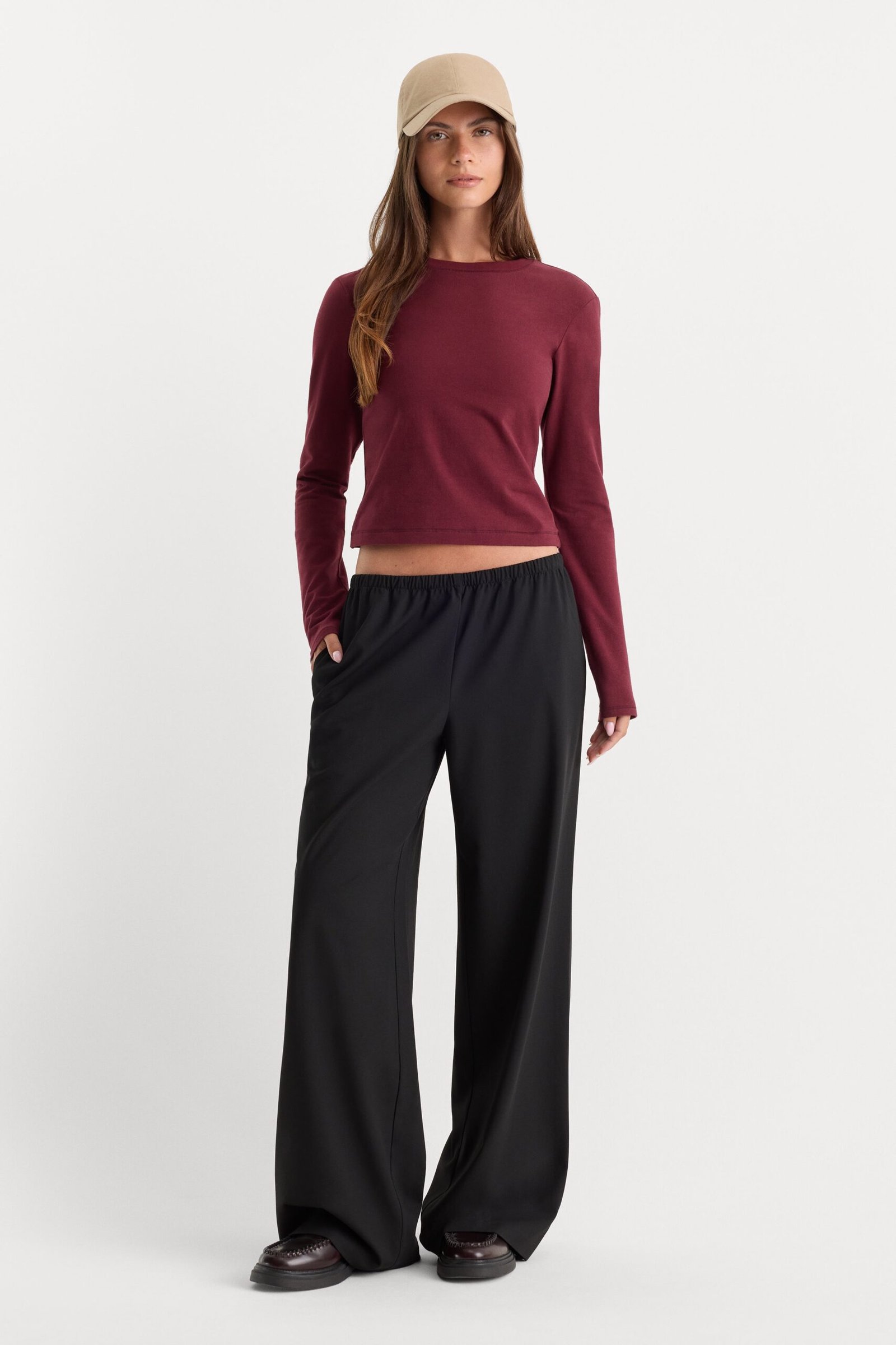 THE LONG SLEEVE BABY TEE | BERRY NOIR - Image 3