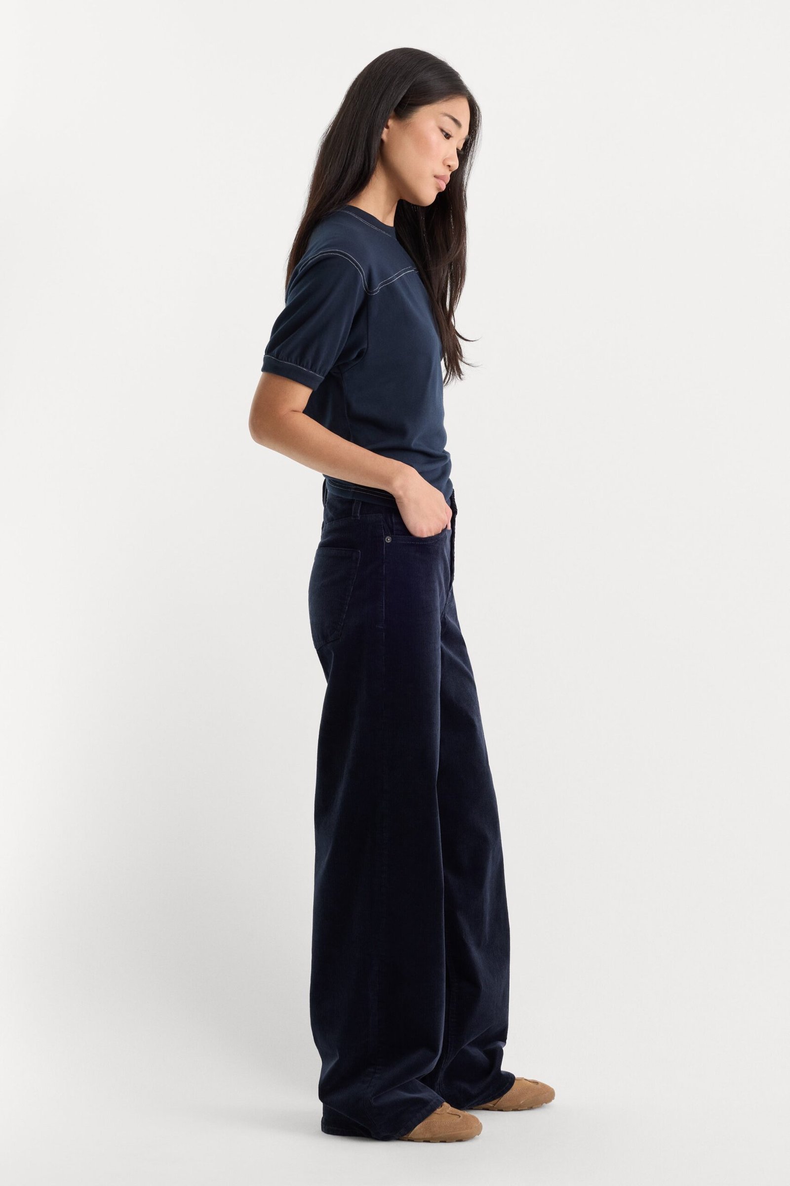 VINTAGE WIDE CORDUROY PANT | NEW NAVY002 - Image 3