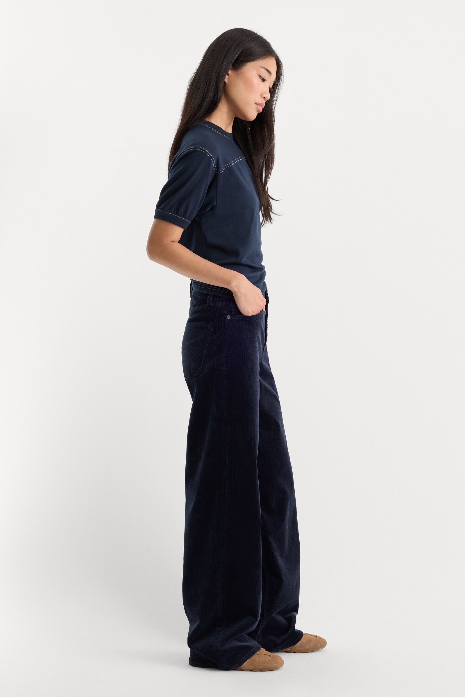 VINTAGE WIDE CORDUROY PANT | NEW NAVY002 - Image 3