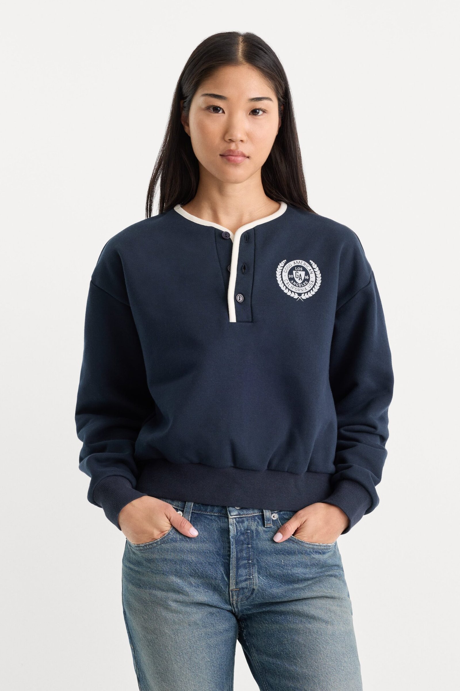 THE BRUSHED FLEECE HENLEY | NEW NAVY
