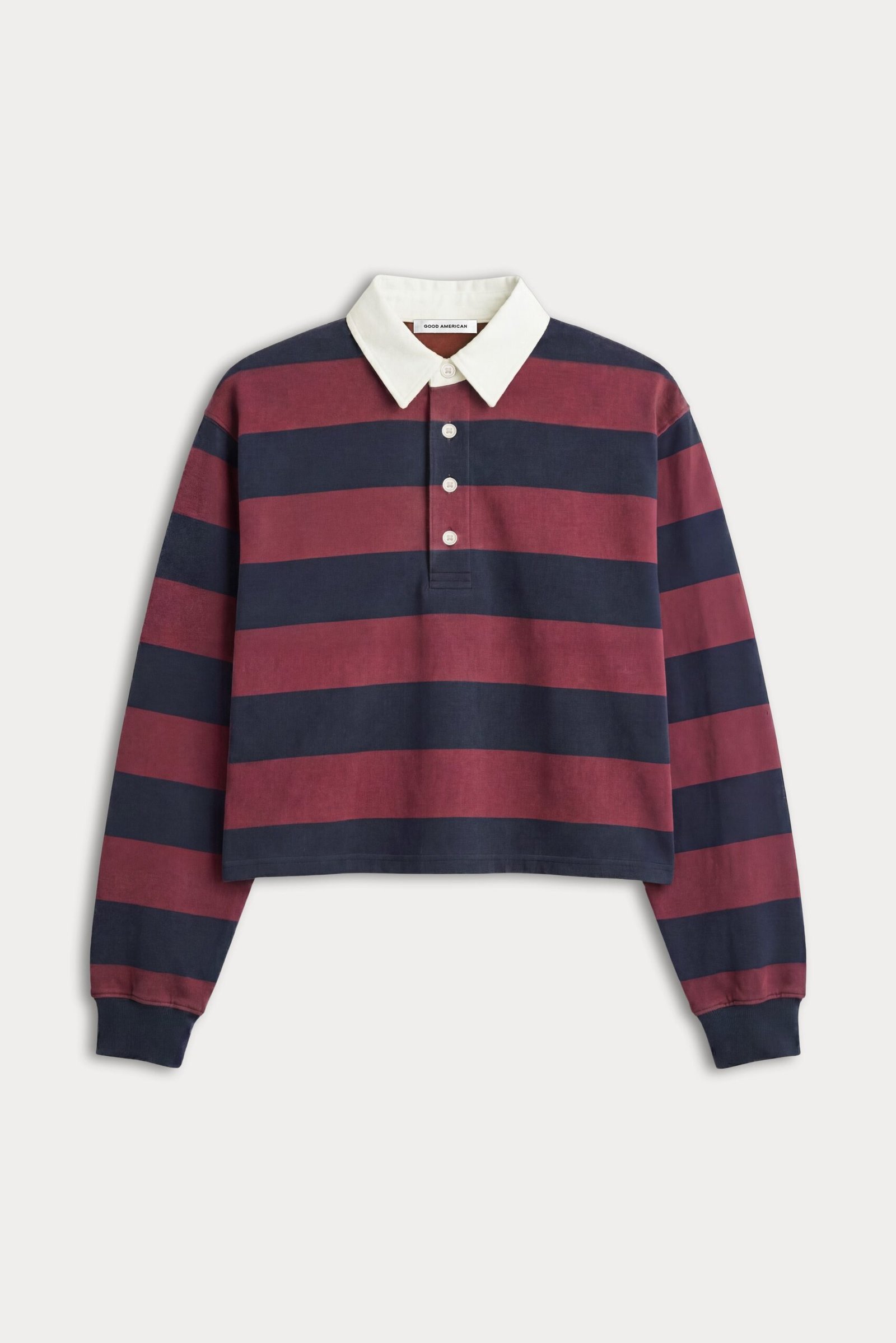 THE CROPPED RUGBY POLO | NAVY BERRY NOIR BLOCK STRIPE - Image 5